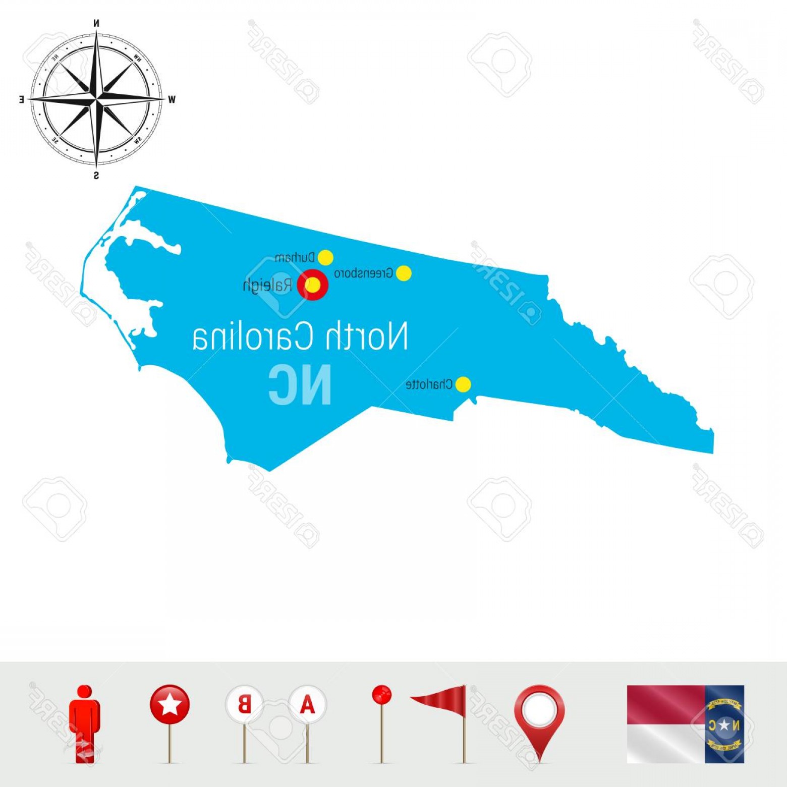 1560x1560 Photostock Vector North Carolina Vector Map Isolated On White