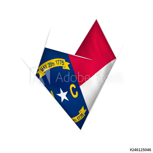 500x500 Sketched Crooked Heart With North Carolina Flag