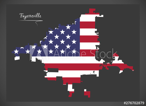 500x364 Fayetteville North Carolina City Map With American National Flag