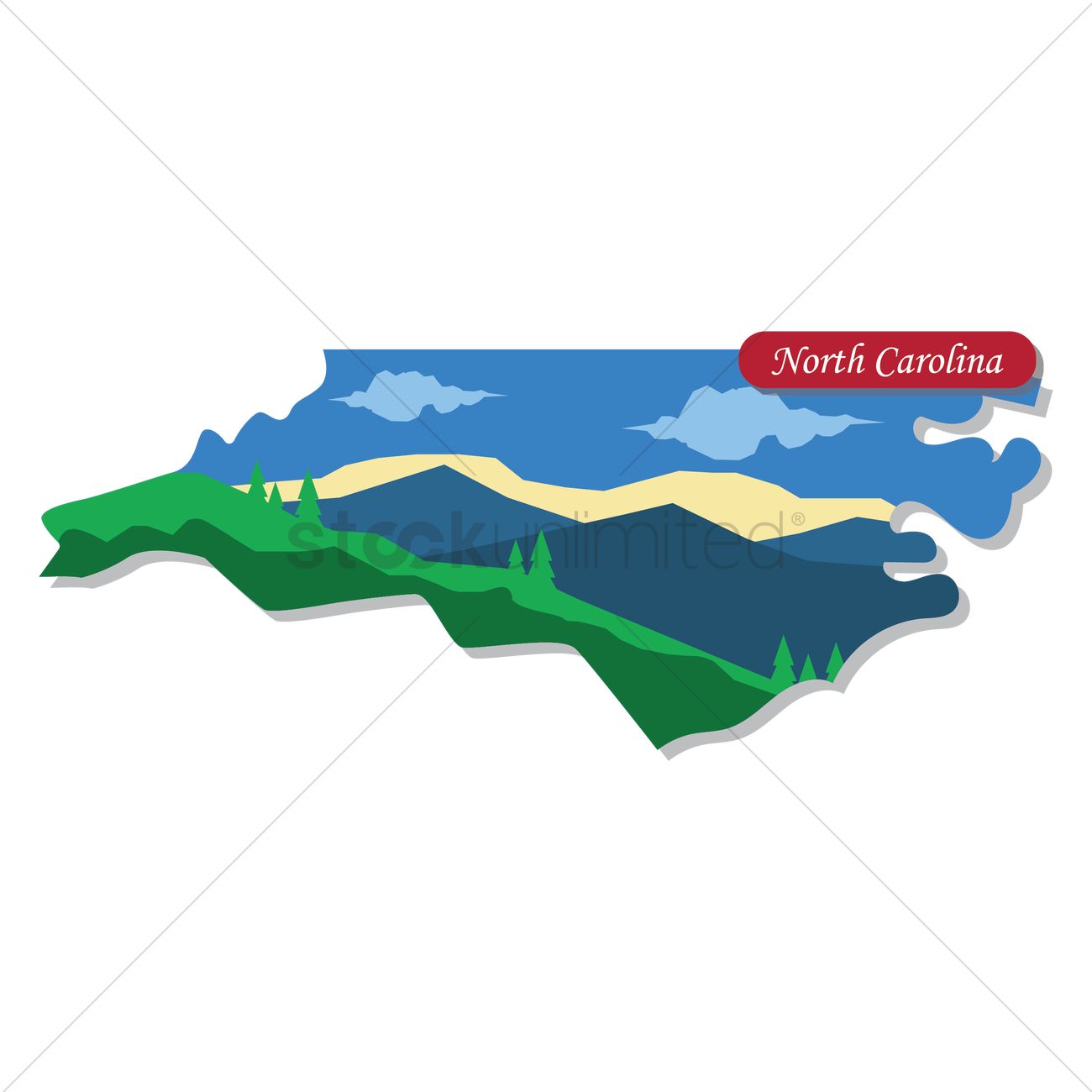 1300x1300 North Carolina State Map Vector Image