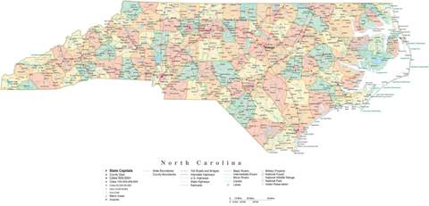 480x231 State Map Of North Carolina In Adobe Illustrator Vector Format
