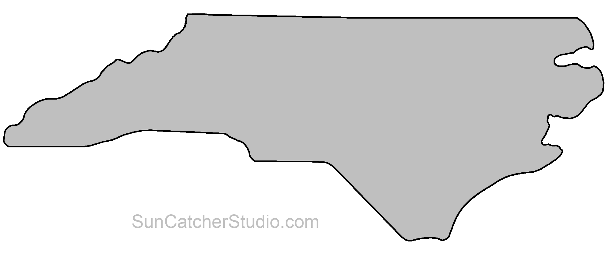 2000x844 North Carolina State Map Outline