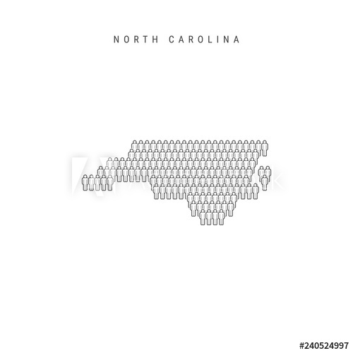 Vector People Map Of North Carolina, Us State Stylized Silhouette 500x500 Vector People Map Of North Carolina, Us State Stylized Silhouette