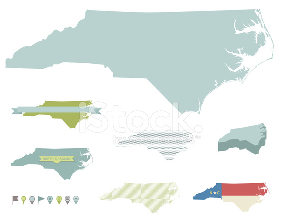 552x439 North Carolina State Maps Stock Vector