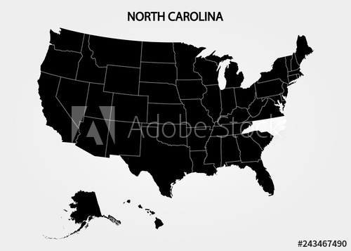 500x357 North Carolina States Of America Territory On Gray Background