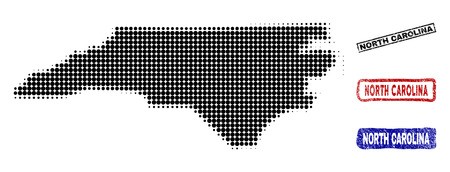 450x172 Dotted North Carolina Map Isolated On White Background Vector