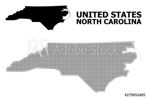500x334 Vector Halftone Mosaic And Solid Map Of North Carolina State