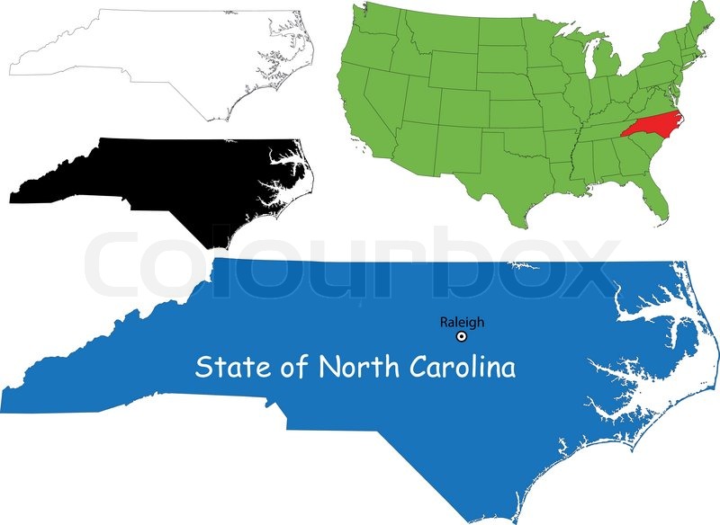 800x584 North Carolina Map Stock Vector Colourbox