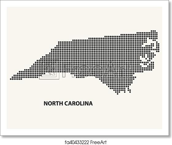 560x470 Free Art Print Of Dotted Map Of The State North Carolina Vector