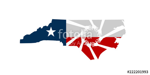 500x250 Hands Helping North Carolina Vector Illustration Stock Image