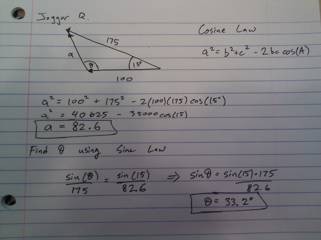 1024x768 Jogger Vector Question Using Cosine Law