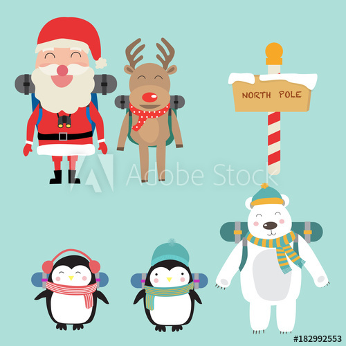 Santa Claus Elf And Reindeer Polar Bear Penguins Backpack To North 500x500 Santa Claus Elf And Reindeer Polar Bear Penguins Backpack To North