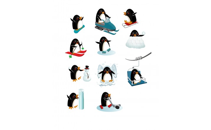 Winter Penguins Vector Pack 716x443 Winter Penguins Vector Pack