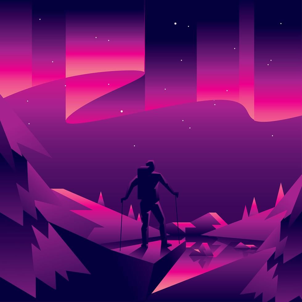 980x980 Northern Lights Landscape Vector Aesthetic Inspiration
