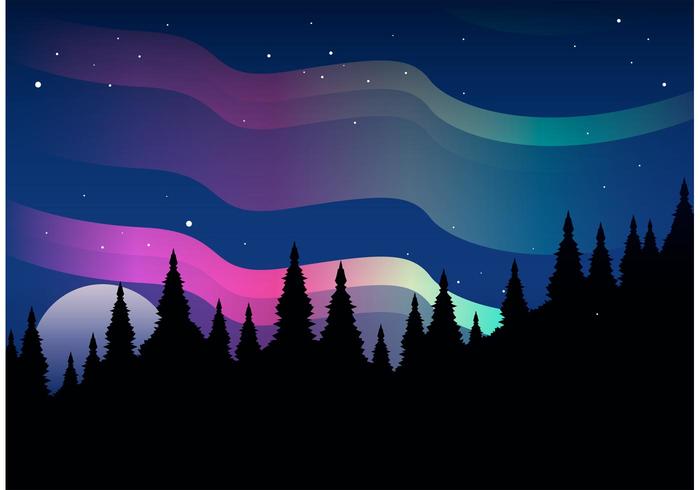 700x490 Northern Lights Vector Landscape Stock Images