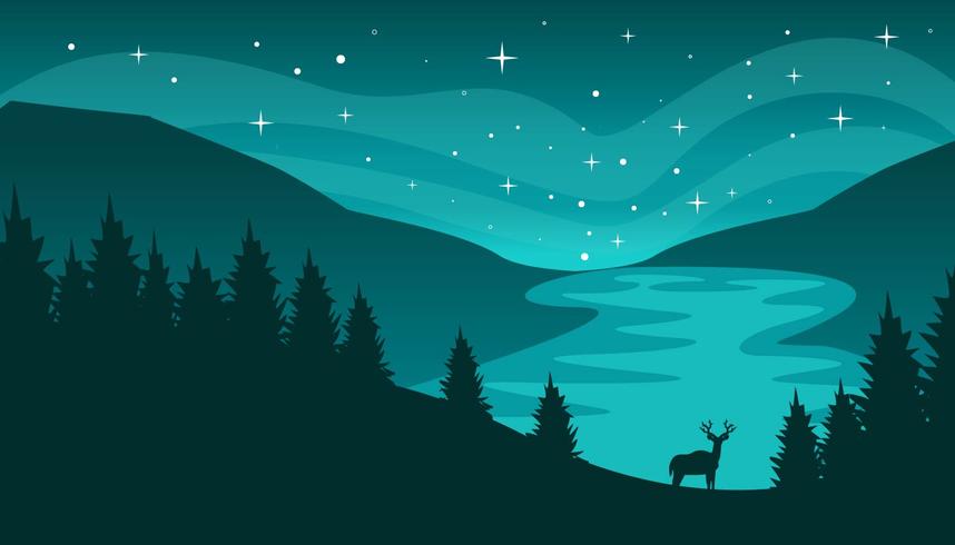 858x490 Northern Lights Landscape Vector