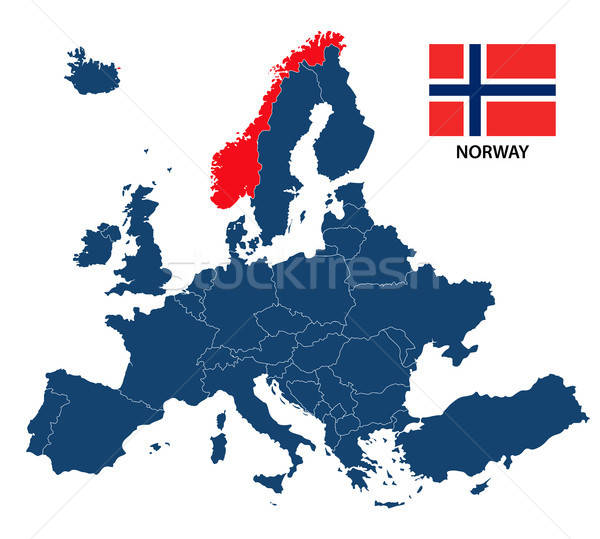 600x539 Vector Illustration Of A Map Of Europe With Highlighted Norway
