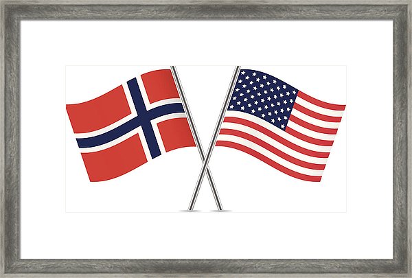600x405 American And Norwegian Flags Vector Framed Print