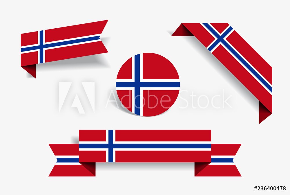 1000x674 Fotografie, Obraz Norwegian Flag Stickers And Labels Vector