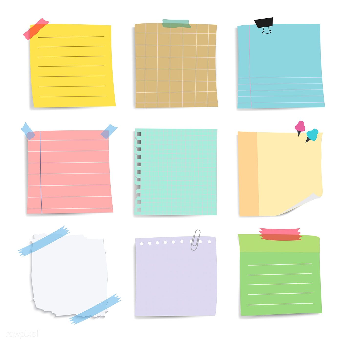 1400x1400 Colorful Reminder Paper Notes Vector Set Free Image