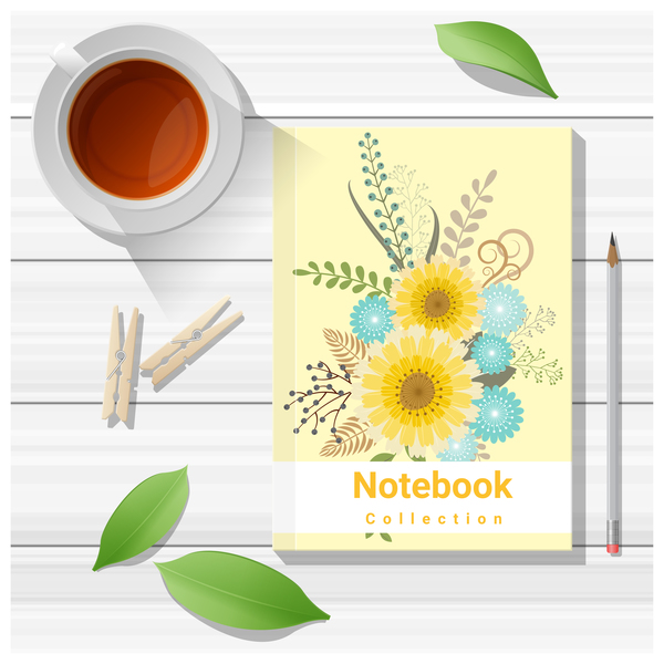 600x600 Notebook With Wooden Table Background Vector Free Download