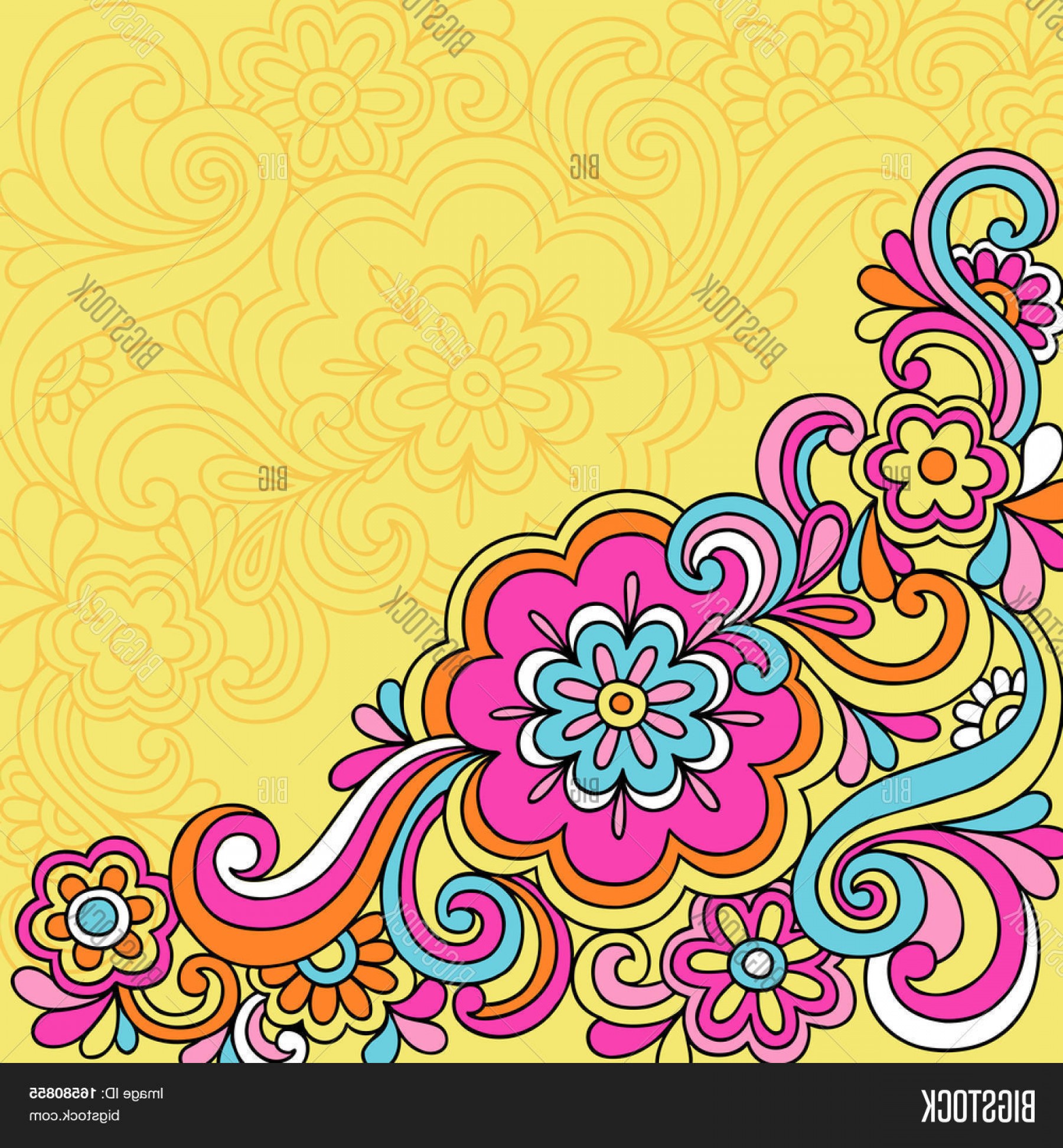 1800x1944 Stock Vector Hand Drawn Psychedelic Groovy Flower And Swirls