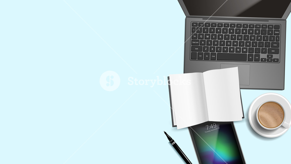 1000x563 Top View Office Desk Background Vector Working Place Table