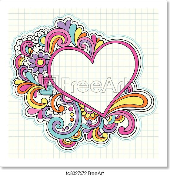 561x581 Free Art Print Of Heart Frame Notebook Doodles Vector Hand Drawn