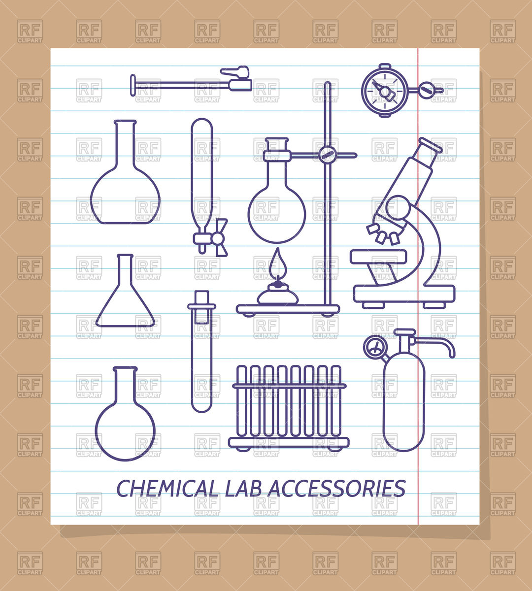 1080x1200 Chemical Lab Accessories Line Icons On Notebook