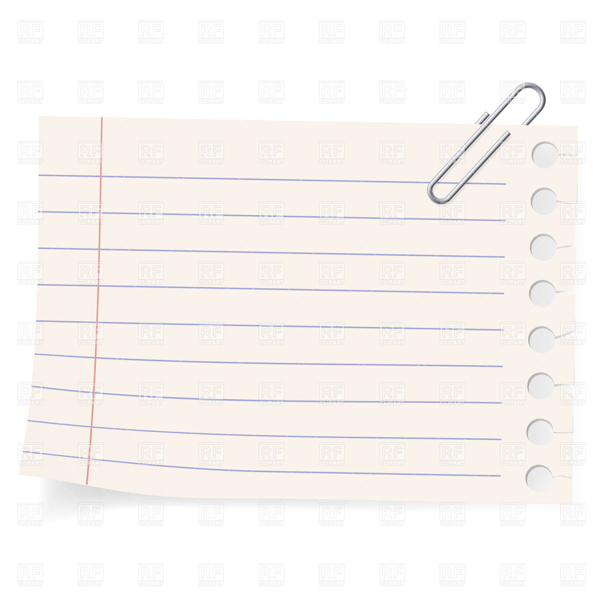1200x1200 Notebook Paper Sheet And Paperclip Vector Image Of Backgrounds