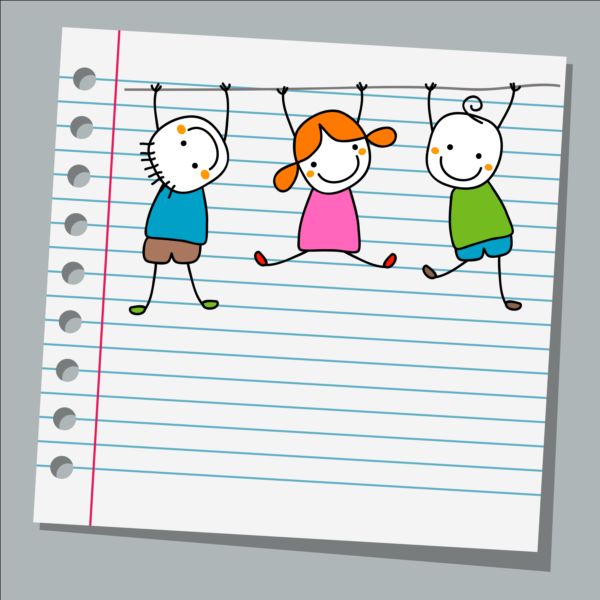 600x600 Notebook Paper With Kids Vector Material Free Download