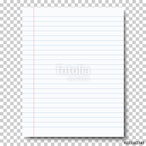 500x500 Ruled Sheet Of Notebook Paper Placed On Transparent Background
