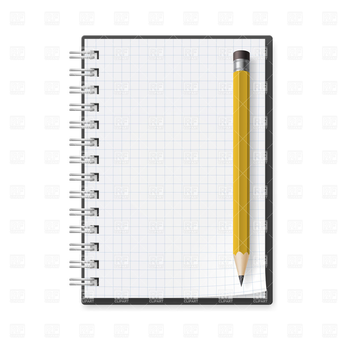 1200x1200 Spiral Notebook With Yellow Pencil Vector Image Of Objects Dvarg