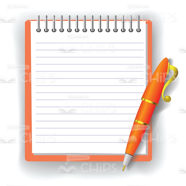 600x600 Orange Pen And Notepad Vector Image