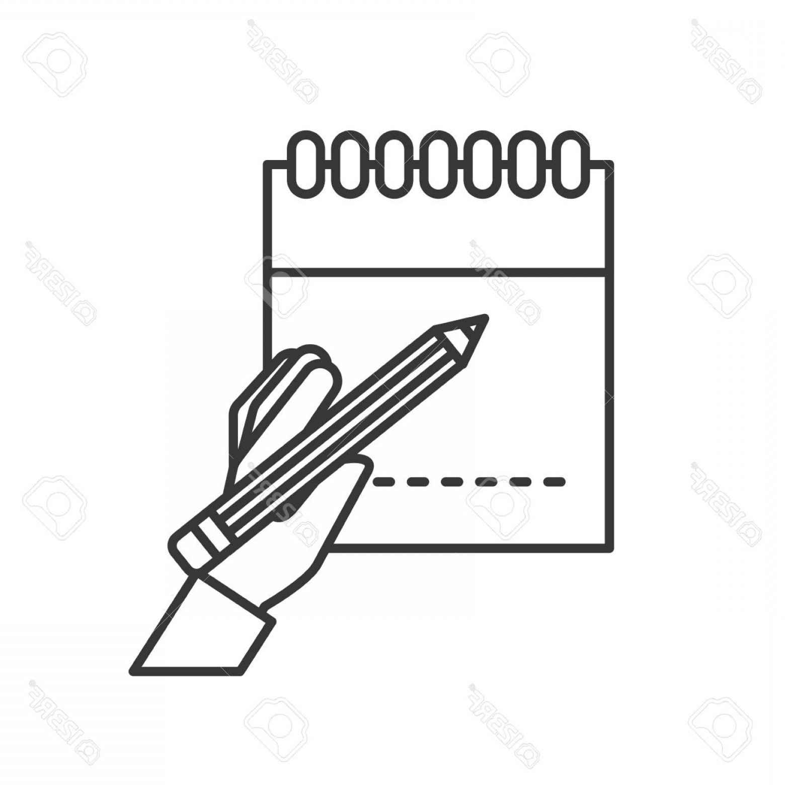 1560x1560 Photostock Vector Hand Holding Pencil Writing On Notepad Vector