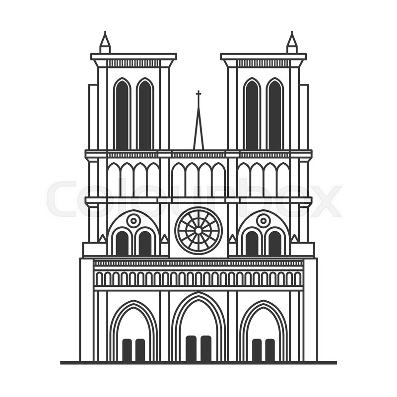 800x800 Notre Dame De Paris Cathedral Line Stock Vector Colourbox