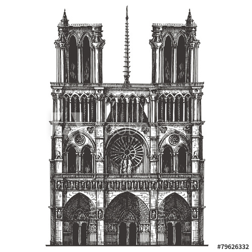 500x500 Notre Dame De Paris Vector Logo Design Template France