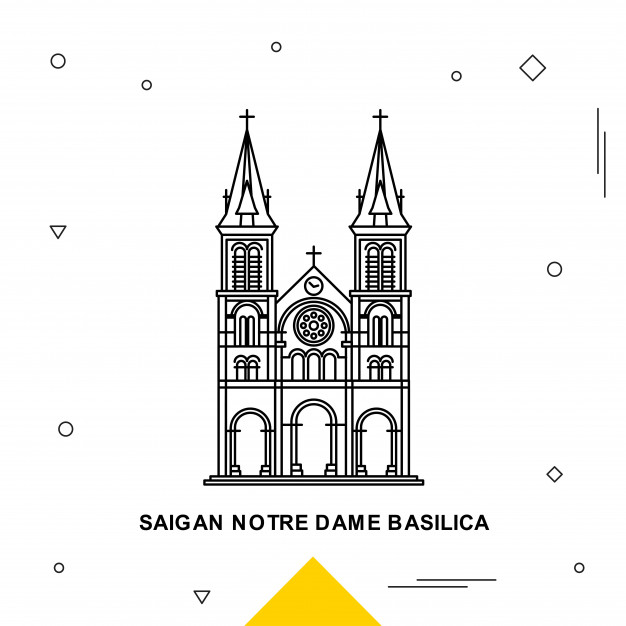 626x626 Saigan Notre Dame Basilica Vector Premium Download