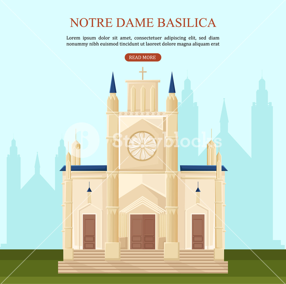 1000x994 Notre Dame Basilica In Paris Vector Architecture Cartoon Design
