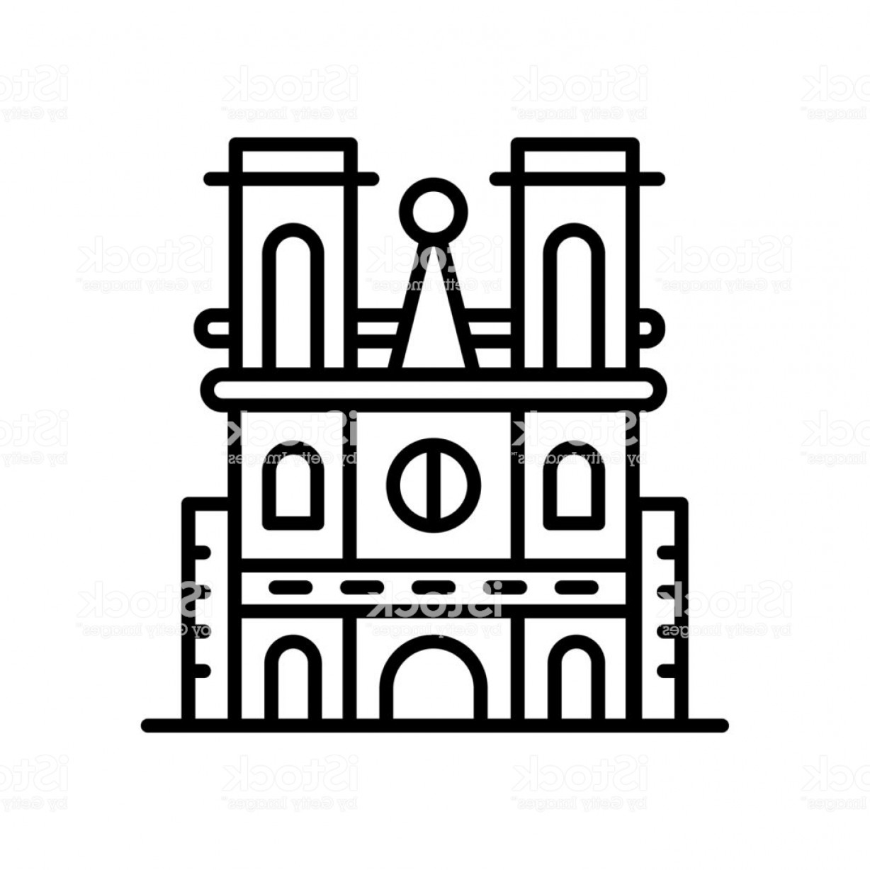 1228x1228 Notre Dame Cathedral Icon Vector Isolated On White Background