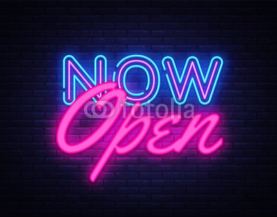 400x314 Now Open Neon Text Vector Design Template Now Open Neon Logo