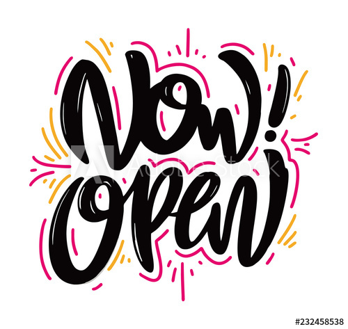 500x473 Now Open Vector Lettering Modern Brush Calligraphy Vector