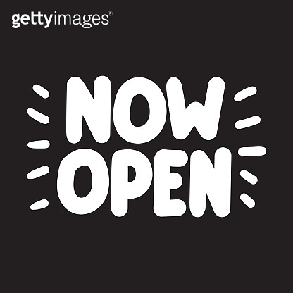 416x416 Now Open Vector Hand Lettering Illustration On Dark Background