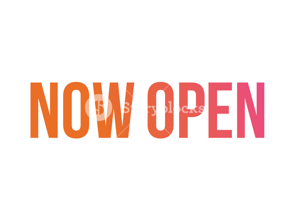 1000x750 The Gradient Vector Isolated Standard Font Business Word Now Open