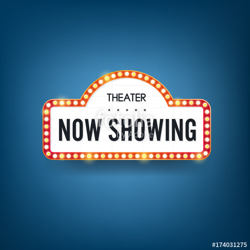 500x500 Now Showing Text With Electric Bulbs Frame Background Vector