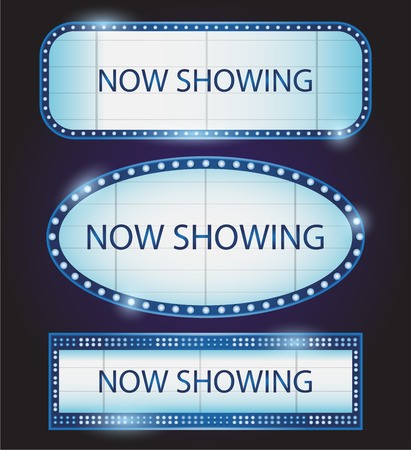 411x450 Retro Showtime Sign Theatre Cinema Now Showing Vector Royalty