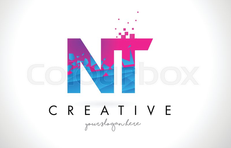 800x515 Nt N T Letter Logo With Broken Stock Vector Colourbox