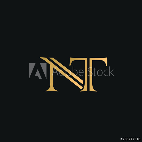 500x500 Nt Or Tn Logo Vector Initial Letter Logo, Golden Text On Black