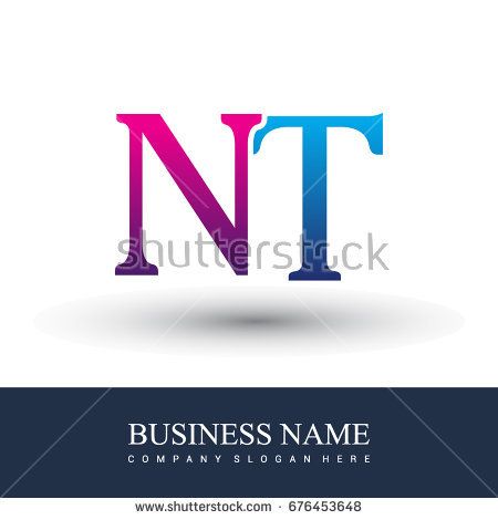 450x470 Initial Letter Logo Nt Colored Red And Blue, Vector Logo Design