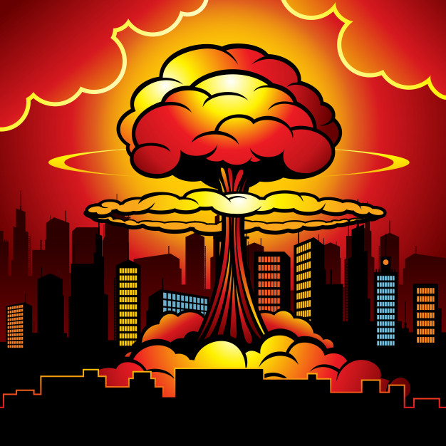 Burning City With Nuclear Explosion Of Atomic Bomb Vector 626x626 Burning City With Nuclear Explosion Of Atomic Bomb Vector